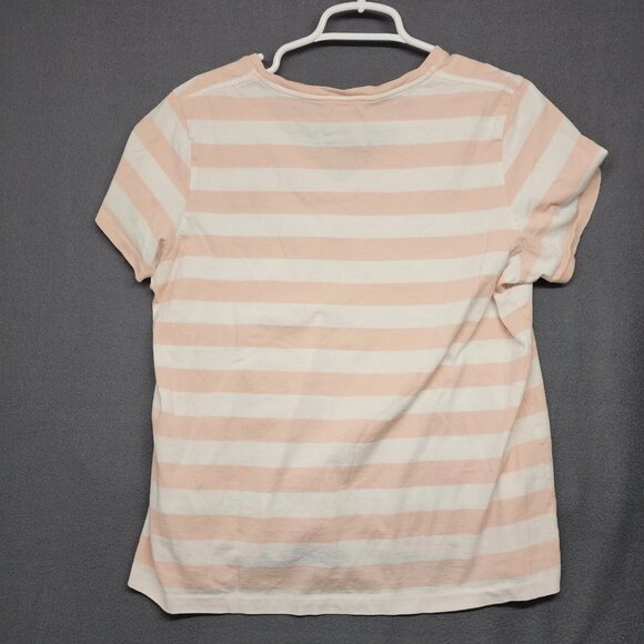 Polo Ralph Lauren Top Women XL Pink Stripe Short Sleeve V Neck Casual Preppy - Picture 4 of 10
